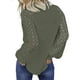 thumbnail image 4 of Sonducket Blusa de manga larga de encaje para mujer Camiseta de color sólido con cuello de encaje Prendas para la parte del cuerpo Verde XL, 4 of 6