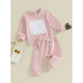 thumbnail image 3 of Arvbitana Toddler Baby Boys Girls 2Pcs Outfits Long Sleeve Letter Print Sweatshirt + Drawstring Pants 3M 6M 12M 18M 24M 3T Infant Casual Tracksuit Daily Clothes, 3 of 9