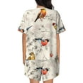 thumbnail image 6 of Haiem Little Birds Pattern Pajama Set for Women 2 Piece Lounge Set Short Sleeve Tops and Shorts Soft Sleepwear-Medium, 6 of 7