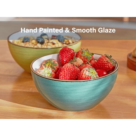 16 oz Cereal Bowls Set of 4 Soup Bowls Ceramic for Kitchen - Dishwasher and Microwave Safe - Colorful Bowl Set for Oatmeal Salad Pasta Fruits, 5.5 inch, Assorted Colors$$Home Decor, Kitchen, & Other