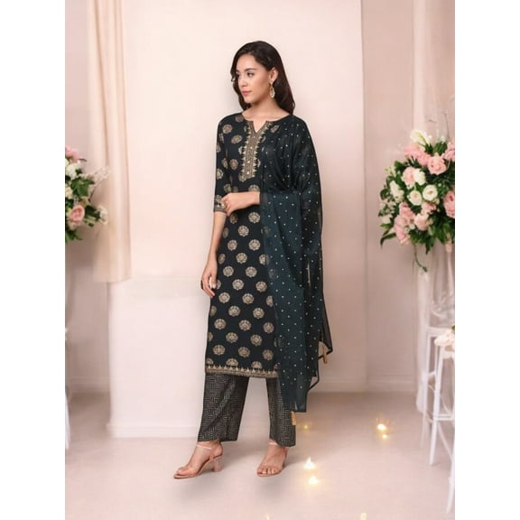 Traditional Designer Wear Kurti with Pant and Dupatta Set, 9902,Cultural Wear for Women