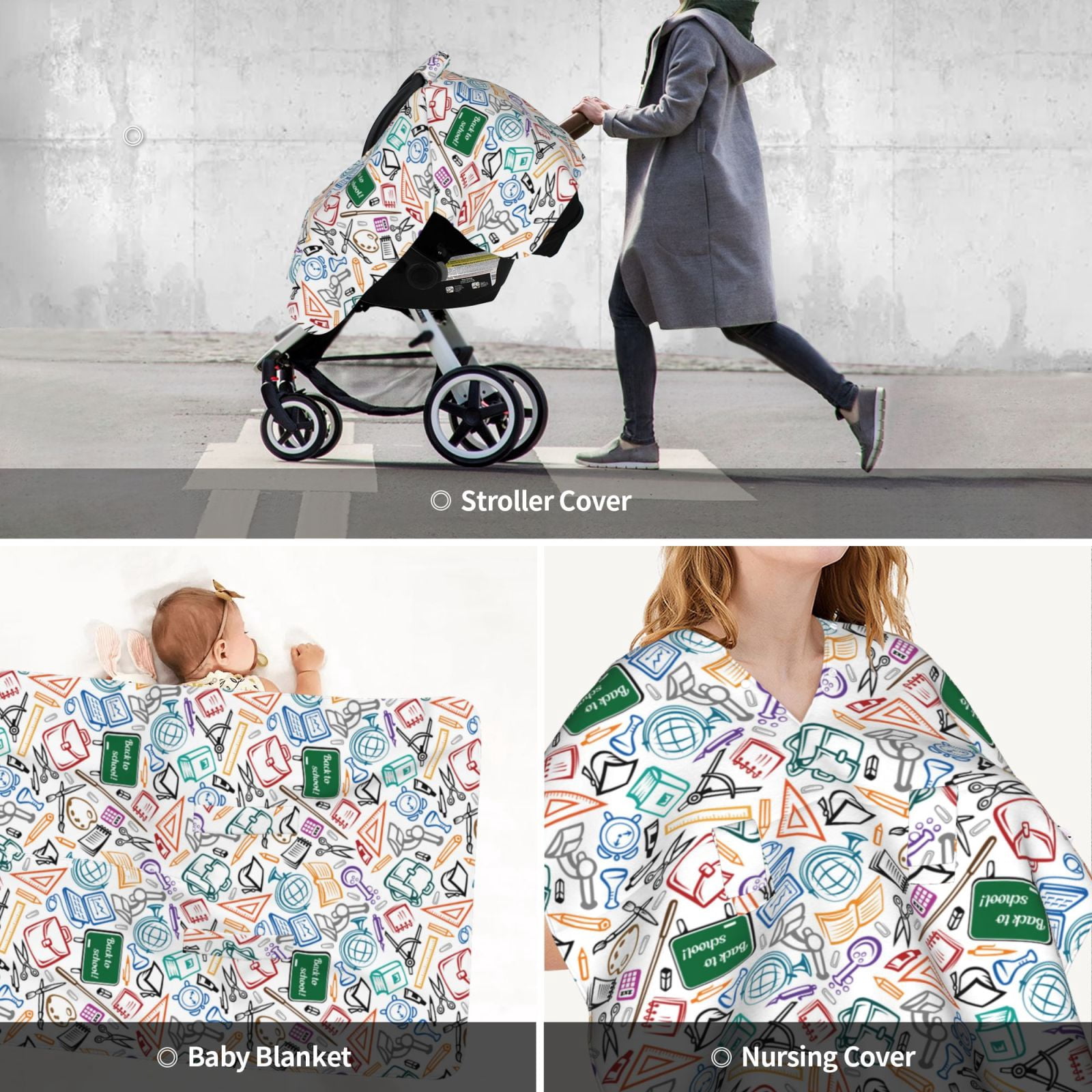 Car Seat Cover Baby - back to school Breathable Infant Car Seat Cover for Baby Carseat, Lightweight Comfort Baby Essentials Must Haves Newborn Stuff for Girl Boy