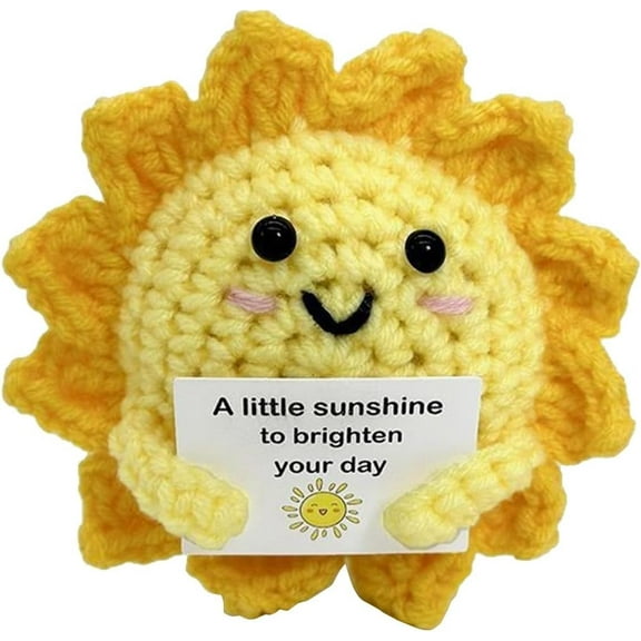 Mini Sunflower Crochet with Positive Card - Goodbye Gifts for Woman, Coworkers, Friend, Mom, Boss, Nurse, Teacher (Yellow)