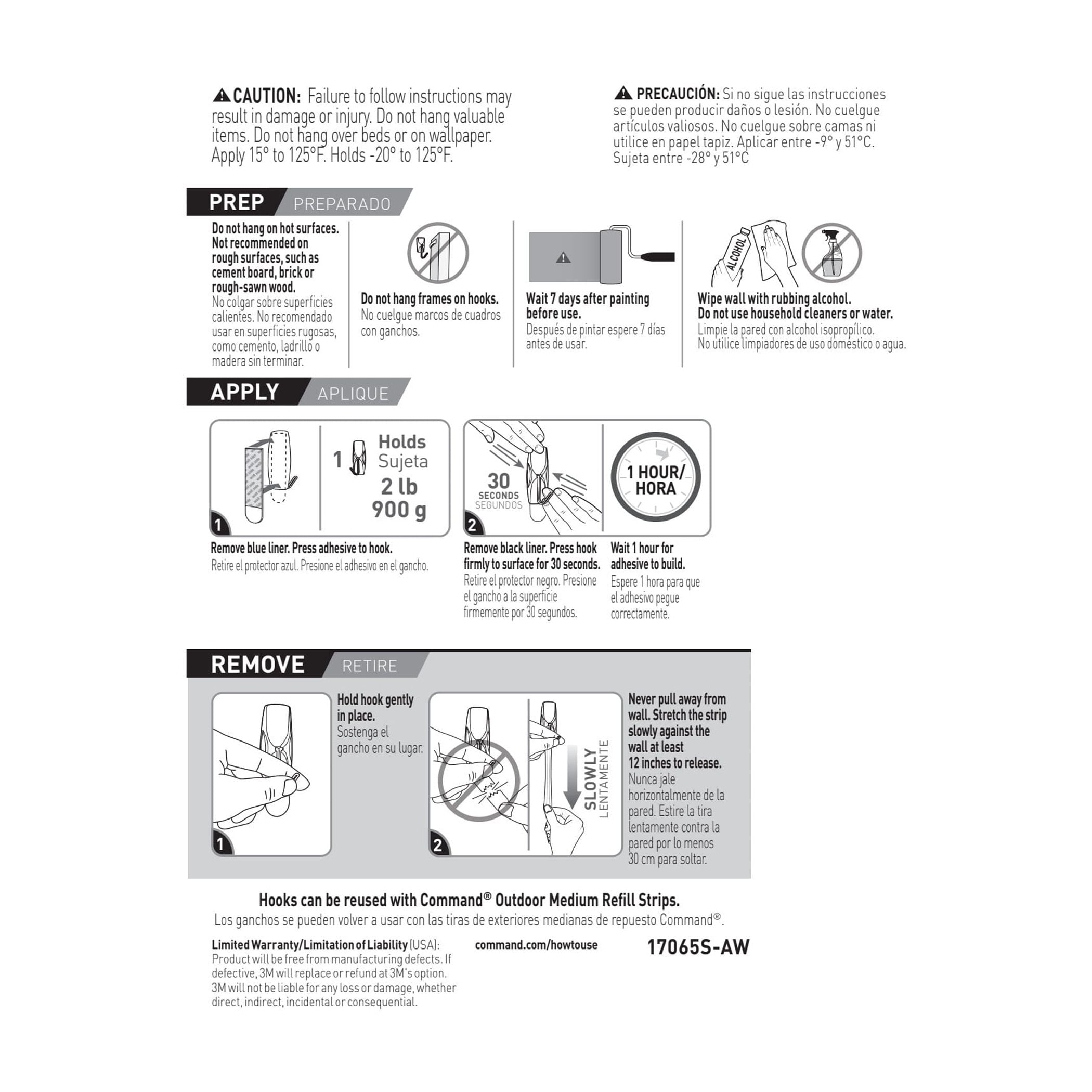 (3 pack) Command Outdoor Stainless Steel Wire Hooks Value Pack 17065S-6AWES, 6 hooks, 8 strips