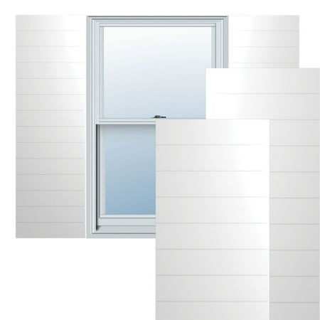

Ekena Millwork 15 W x 39 H True Fit PVC Horizontal Slat Modern Style Fixed Mount Shutters White (Per Pair - Hardware Not Included)