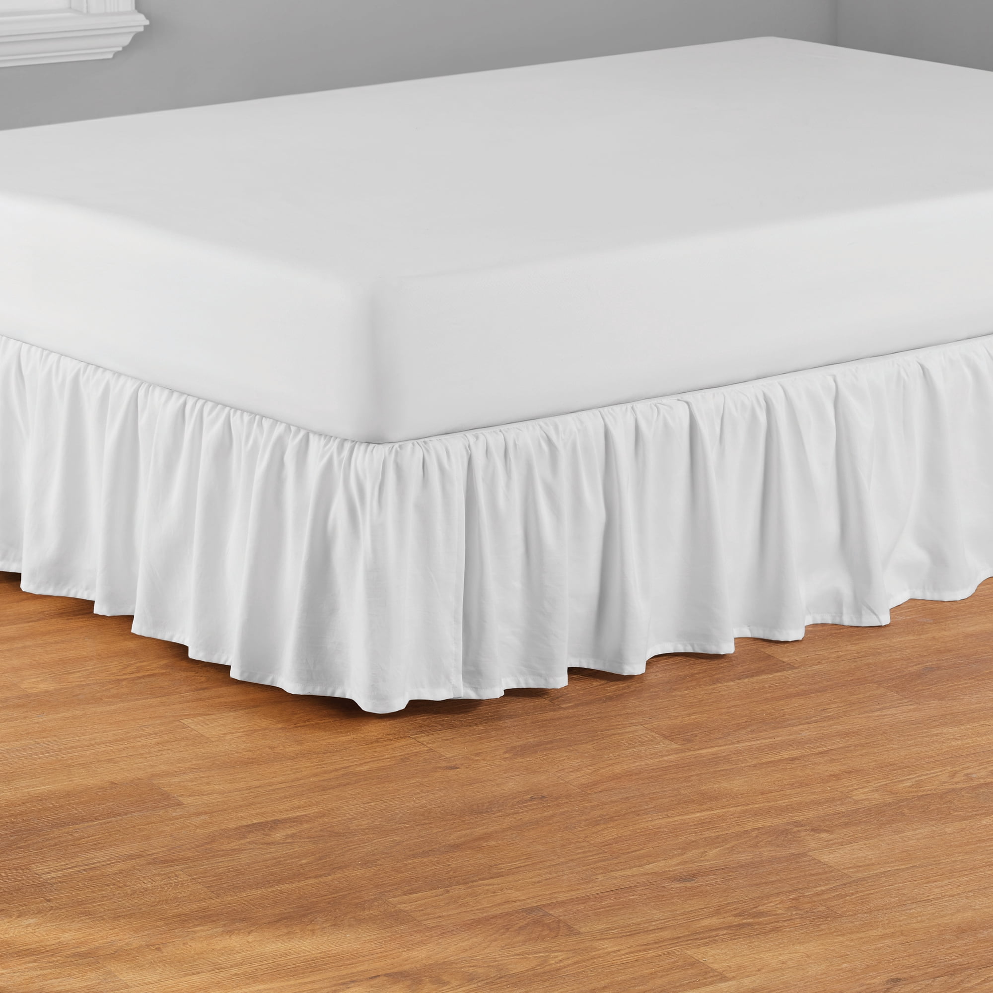 Your Zone Ruffled Microfiber Bed Skirt, White, Twin