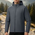 thumbnail image 2 of IROINNID Mens Full Zip Hooded Jacket Windproof Water Resistant Fleece Lined Outdoor Coat Long Sleeve Solid Color Casual Lightweight Winter Outerwear for Daily Commute, 2 of 5