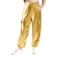 thumbnail image 2 of Yeahdor Boys Girls Metallic Shiny Cargo Trousers Jazz Hip-Hop Street Dance Pants Joggers Sweatpants Gold 8, 2 of 6