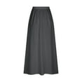 thumbnail image 4 of Dvprdro Summer Womens Fashion Long Maxi Skirts Casual Loose Solid Elastic Waist Pleated Plus Size Beach Skirt with Pockets Dark Gray Sizes L, 4 of 5