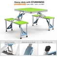 thumbnail image 5 of 4Ft Portable Folding Picnic Table Camping Table Foldable Set with 4 Seats with Umbrella Hole Suitcase Card Table-220 Lbs Support Aluminum Frame, Plastic RV Tabletop for Yard, 5 of 6