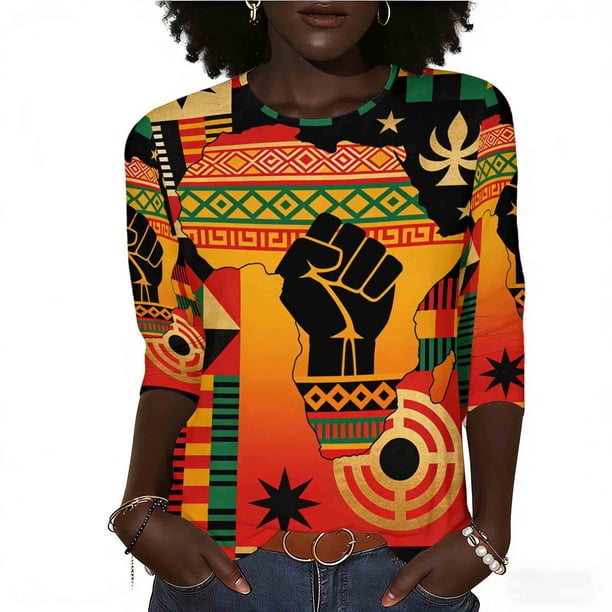 Otoño 3/4 Manga Tops para las Mujeres 2025 Blusa Impresa, Camiseta de Verano de Manga Corta Casual para Vestidos Diarios Vestidos