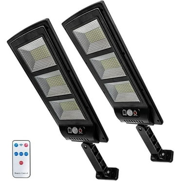 2 Pack Solar Street Lights Outdoor 180 LED Dusk to Dawn Motion Sensor Lights Remote Control Solar Flood Light Parking Lot Lights with 3 Lighting Modes for Garden Garage Backyard Patio