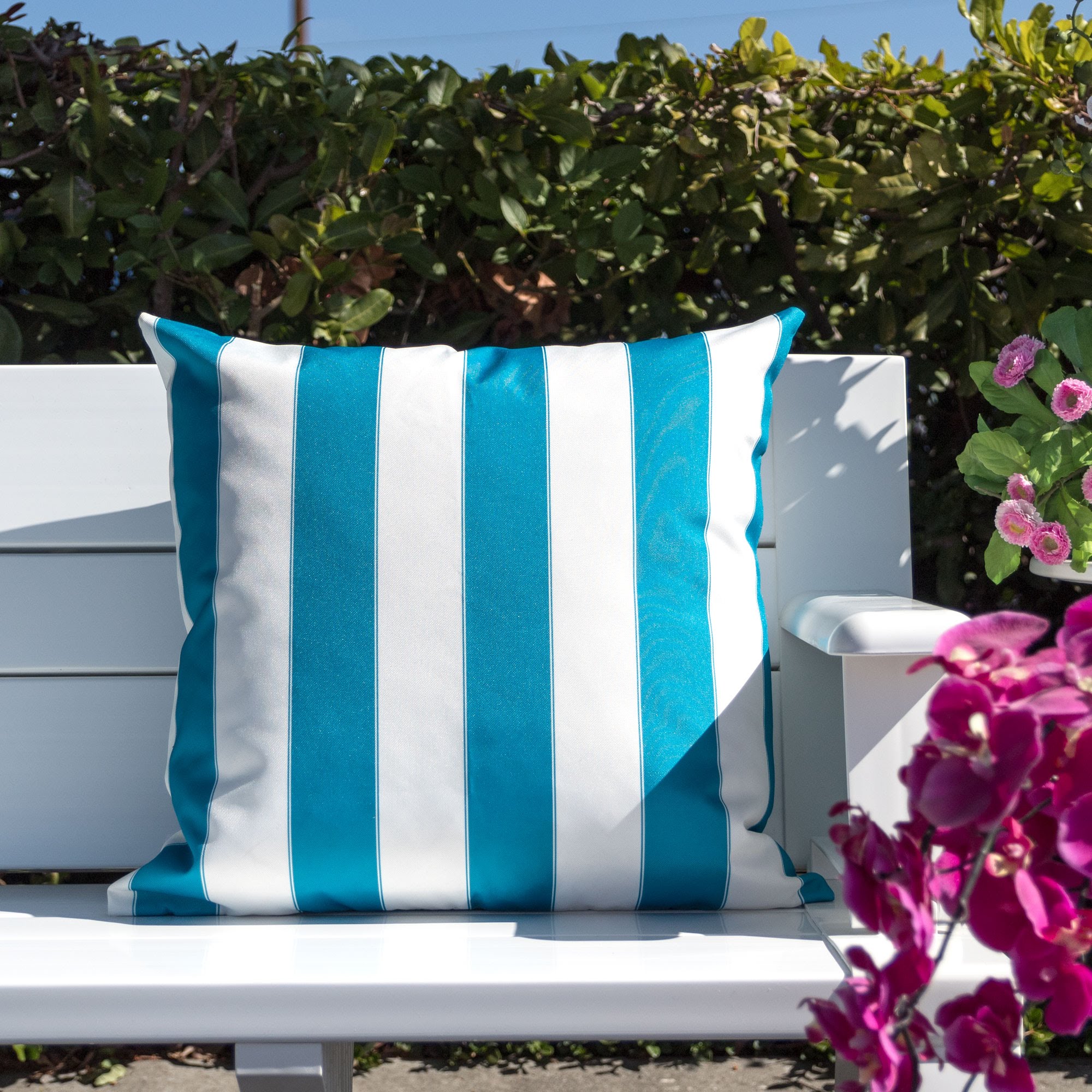 Bailey Aqua Square Outdoor Throw Pillow