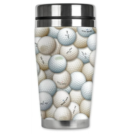 

Mugzie brand 20-Ounce MAX Stainless Steel Travel Mug with Insulated Wetsuit Cover - Golf Balls