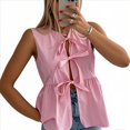 thumbnail image 1 of Chaleco de Verano con Lazo Frontal para Mujer, Sin Mangas, Elegante, para Trabajo de Negocios Rosa M, 1 of 6