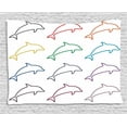 thumbnail image 1 of Sea Animals Decor Tapestry, Dolphin Silhouettes Intelligent and Playful Fish Grace Marine Ocean Pattern, Wall Hanging for Bedroom Living Room Dorm Decor, 60W X 40L Inches, Multi, by Ambesonne, 1 of 2