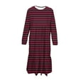 thumbnail image 6 of CYRBOKO Long Sleeve Dresses for Girls, Casual A-line Striped Loungewear Mid-Length Dresses Wine Size 14-15T, 6 of 6
