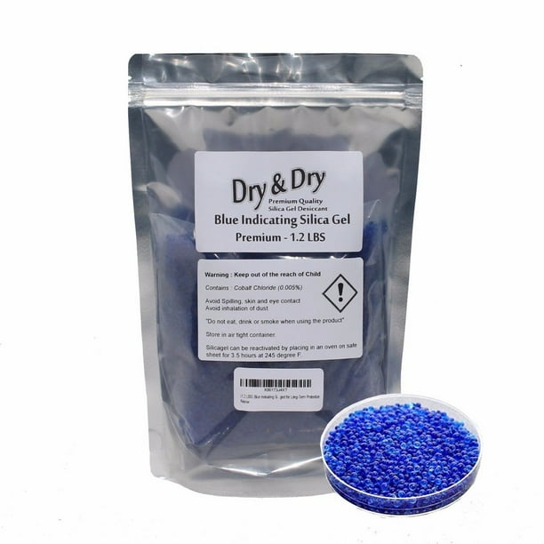 1.2 LBS "Dry & Dry" Premium Blue Indicating Silica Gel Beads (Industry