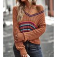 thumbnail image 4 of Suéter Colorblock, Suéter Casual Con Cuello En V, Mangas Largas Simples De Punto Para La Oficina ANGGREK Otros, 4 of 6