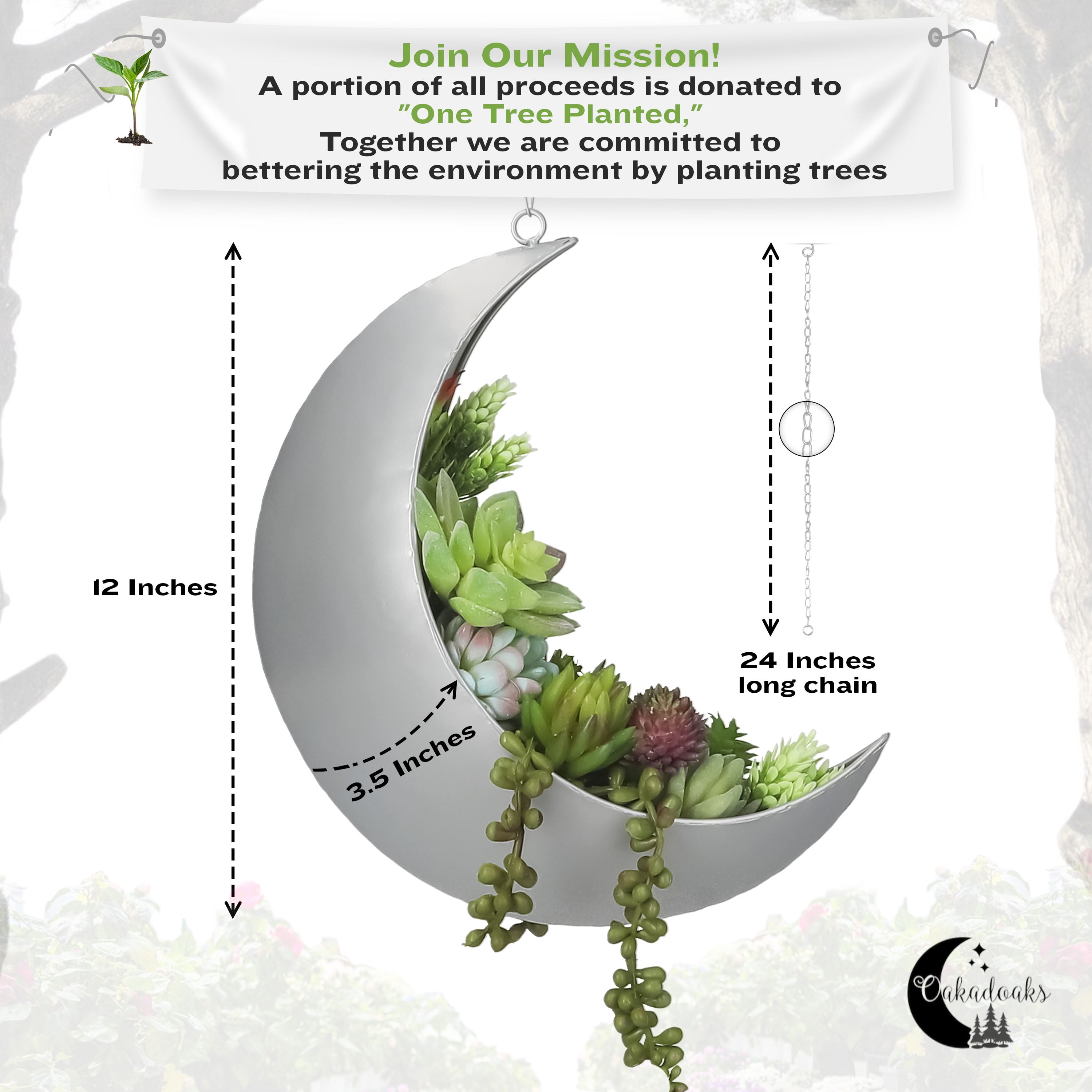 Hanging Moon Planter for Moon Room Decor - Great for Succulents, Air Plant, Mini Cactus, Faux, Artificial Plants-Boho Hanging Planters for Indoor Plants, Witchy Gifts for Women, Birthdays,Plant Lovers