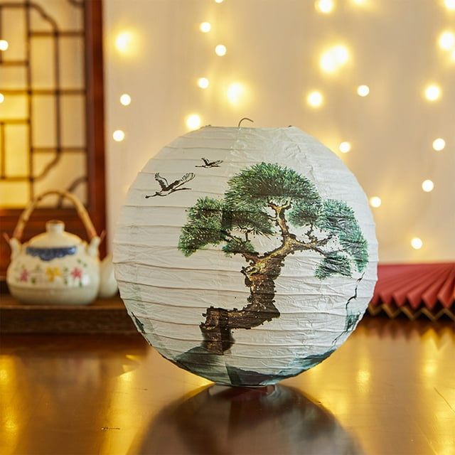 HaoXun 12x12 Inch Paper Lanterns - Traditional Foldable Lampshade with Lightweight Design for Holiday Decorations, Home Garden, Spring Festival and Courtyard Party Supplies