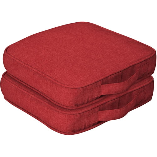 Mainstays Outdoor Dining Seat Cushion with Handle, Set of 2