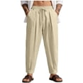 thumbnail image 2 of DayScoop Solid-Color Pants for Men Summer Slacks Fashion Loose Casual Drawstring Elastic-Waist Pocket Full Length Trousers, 2 of 6