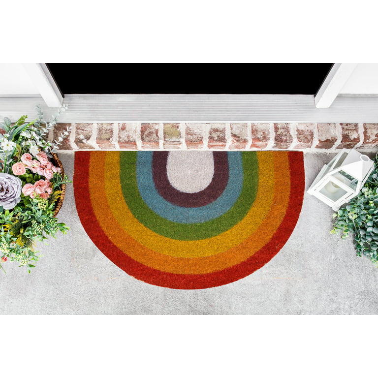 Floral Welcome Rubber Outdoor Slice Doormat