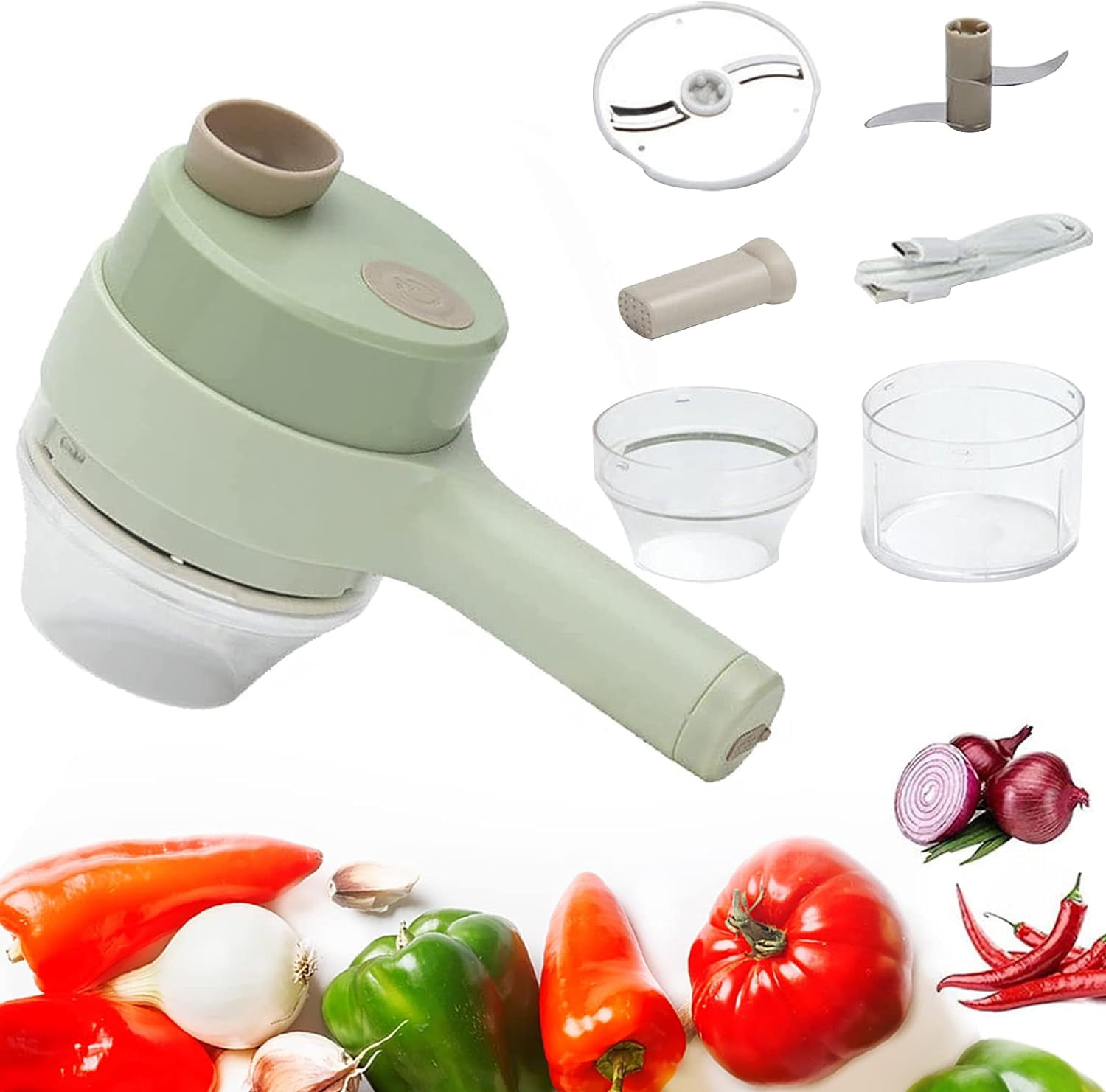 LINLIN Electric Vegetable Cutter Set, 200ml Food Processor Hand Held Multifunctional Chopper Dicer Slicer, 1500mHA Wireless Food Processor Onion Chopper Vegetable Garlic Slicer