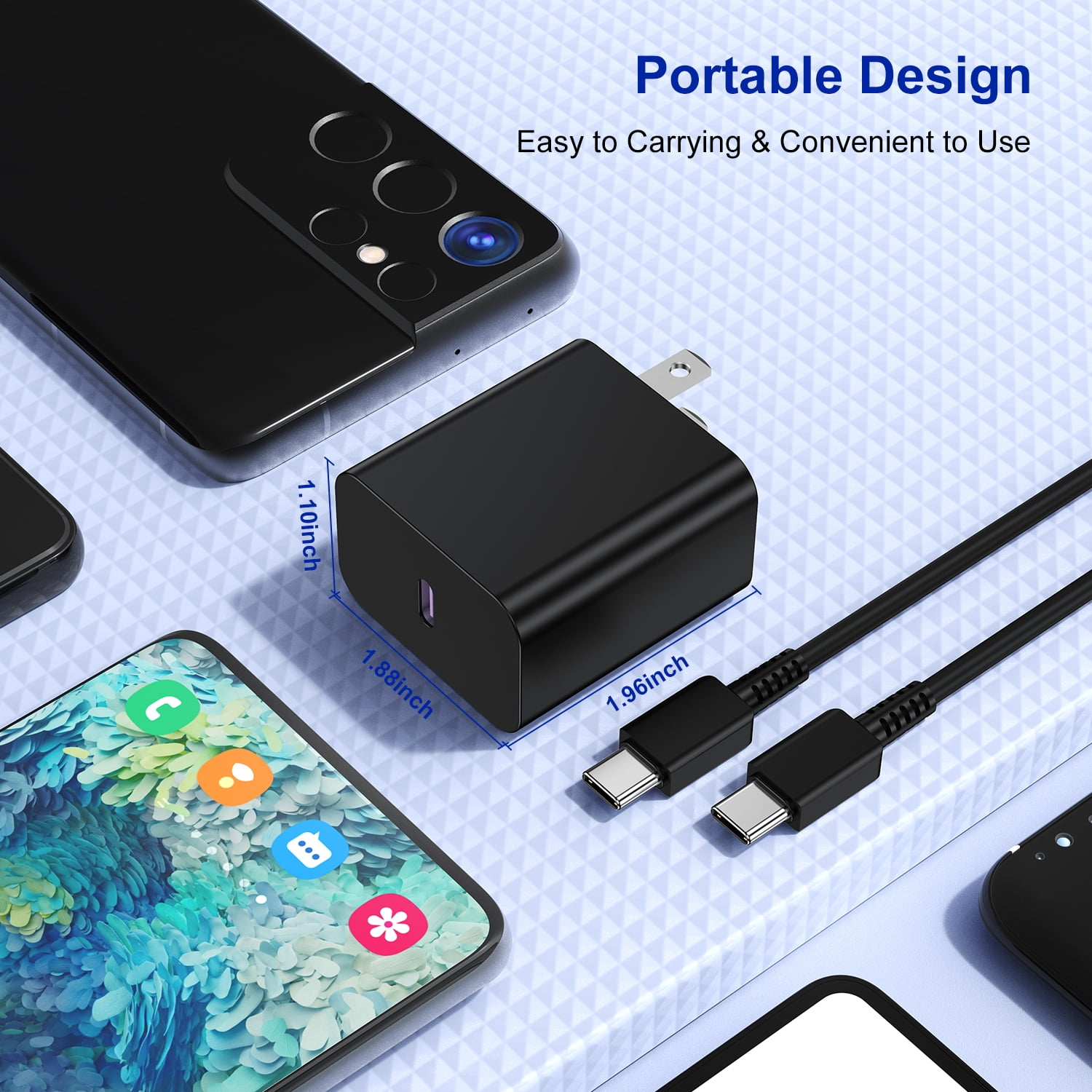 Super Fast Charger with Type C Cable 10ft , 2Pack 45W USB C Wall Charger Block Adapter and Android Phone Charger Cord for Samsung Galaxy  S26 S25/S24 Ultra/S24/S24+/S23 Ultra/S23/S22 Ultra/S22/S21