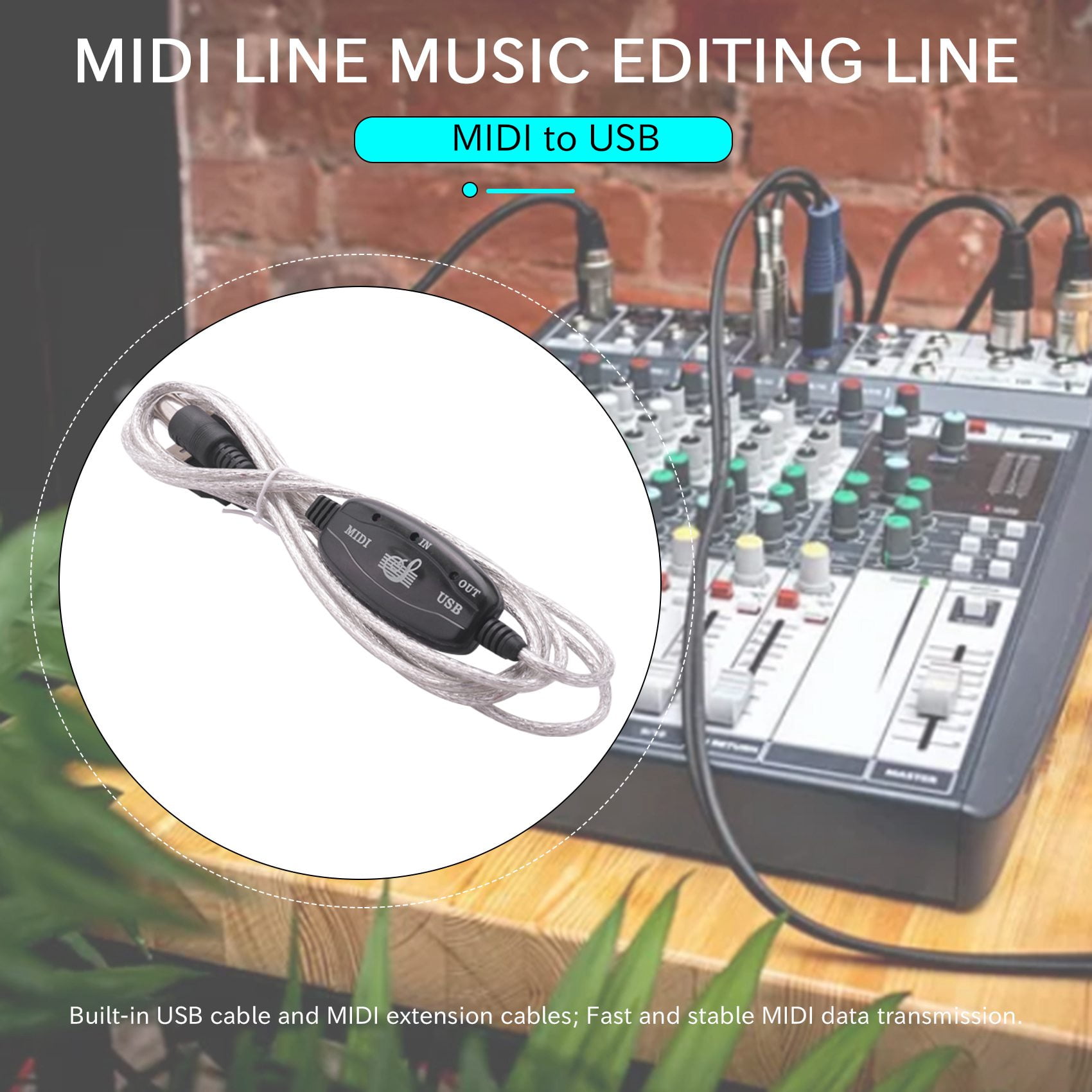 MIDI to USB Cable Converter Connector PC to Synthesizer Music Keyboard