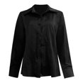 thumbnail image 4 of Womens Soft Satin Silk Leopard Button Down Shirts for Women Silky Long Sleeve Work Shirt Dress Blouses Tops Black L, 4 of 4