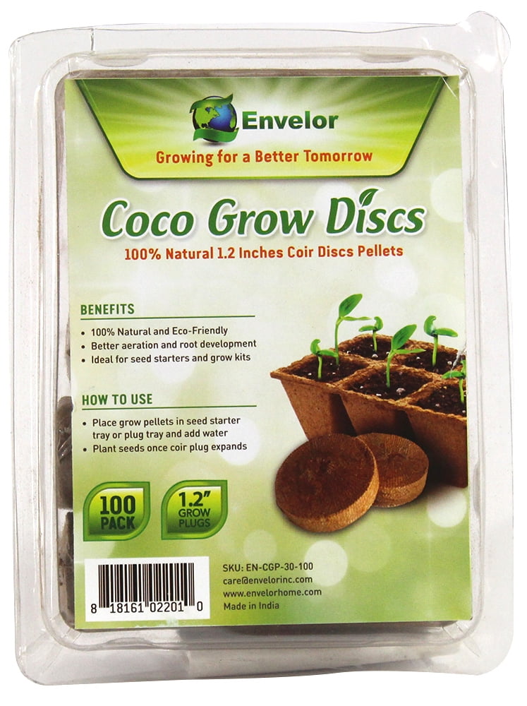 Envelor Coco Coir Seed Starter Pods Coir Plants Seed Starting Pellets for Seed Starter Tray Garden Soil Vegetables Seedlings Coco Peat Pellets Seed Starter Plugs Coco Grow Discs, 1.2 Inches, 100 Pack