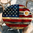 thumbnail image 3 of Retro American Flag Table Cloth, Round Fitted Tablecloths with Elastic Edge, Blue Red USA Flag Vintage Wood Wipeable Waterproof Table Cover for Kitchen Wedding 55-60 Inches, 3 of 4