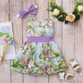 thumbnail image 2 of ZHUASHUM flower girl dress Toddler Sleeveless Easter Cartoon Rabbit Printed Dress baby easter clothes for girls Multicolor,Size:3-4 Years, 2 of 9