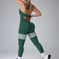 thumbnail image 2 of JGGSPWM Women Yoga Jumpsuits Ribbed Halter Neck Backless One-piece Shapewear Sleeveless Gym Push Up Workout Fitness Tracksuit Green S, 2 of 5