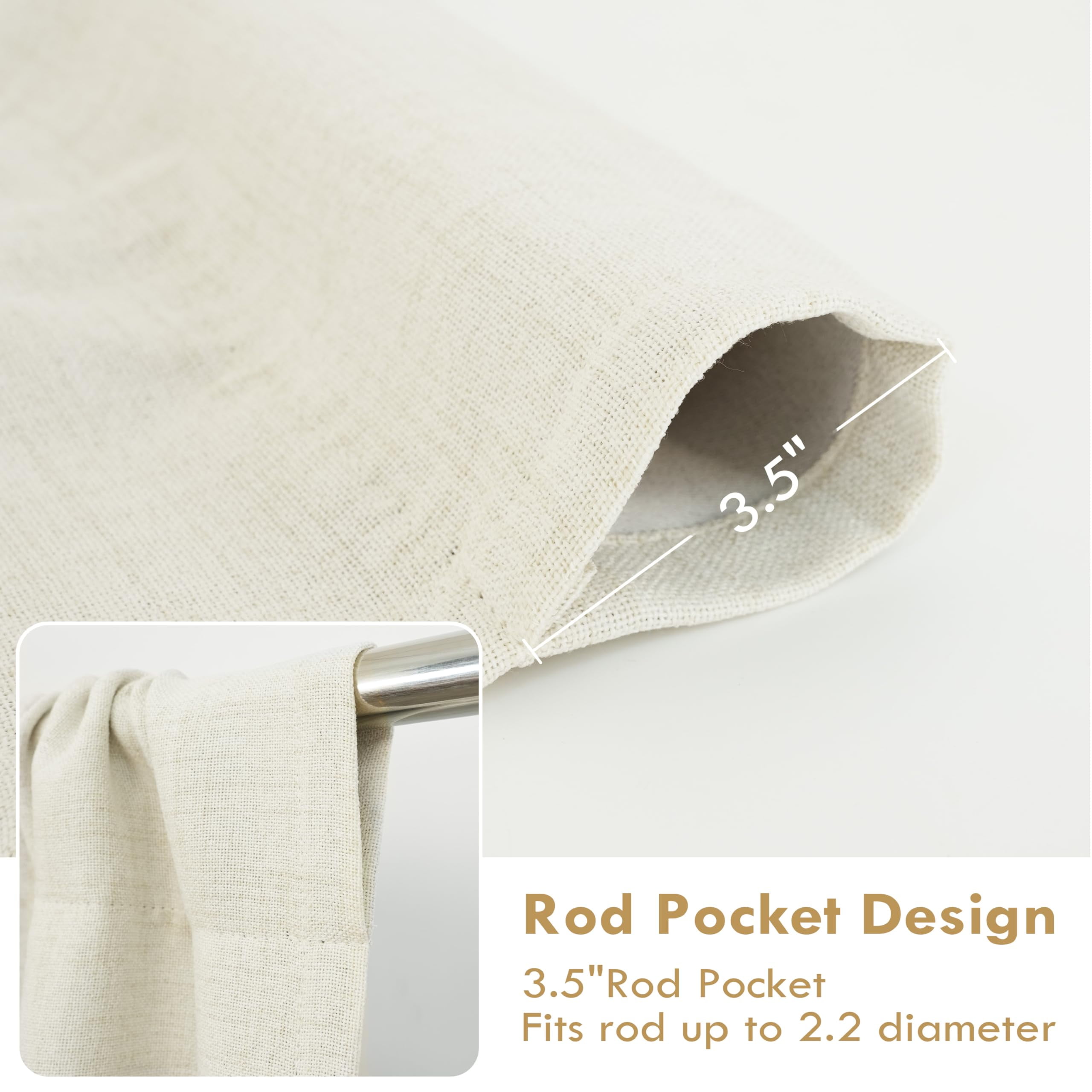 DriftAway Double Layer Linen Blackout Tie Up Curtains Thermal Insulated Fully Lined Balloon Roman Shade Bathroom Window Adjustable Rod Pocket for Small Window 45 Inch by 63 Inch Ivory Cream