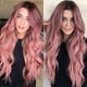 thumbnail image 4 of Peluca de fibra química Rojo Verde cubierta para la cabeza cabello largo y rizado rosa cambio gradual, 4 of 4