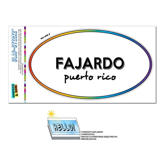 Fajardo, PR - Puerto Rico - Rainbow - City State - Oval Laminated Sticker