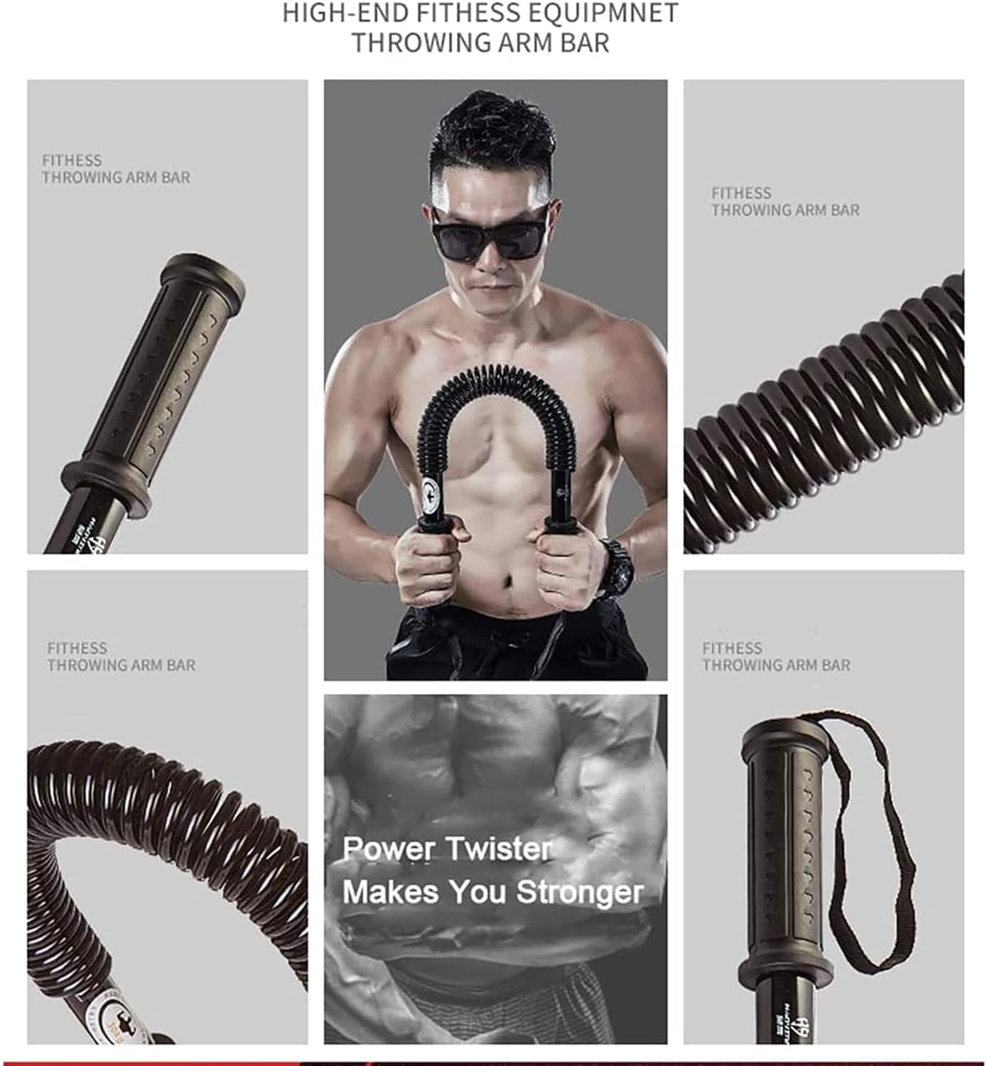 HAOYING Black 90 KG / 198 LB Dual Spring Power Twister Bar, Super Heavy Duty Arm and Chest Builder Strengthener(90KG)