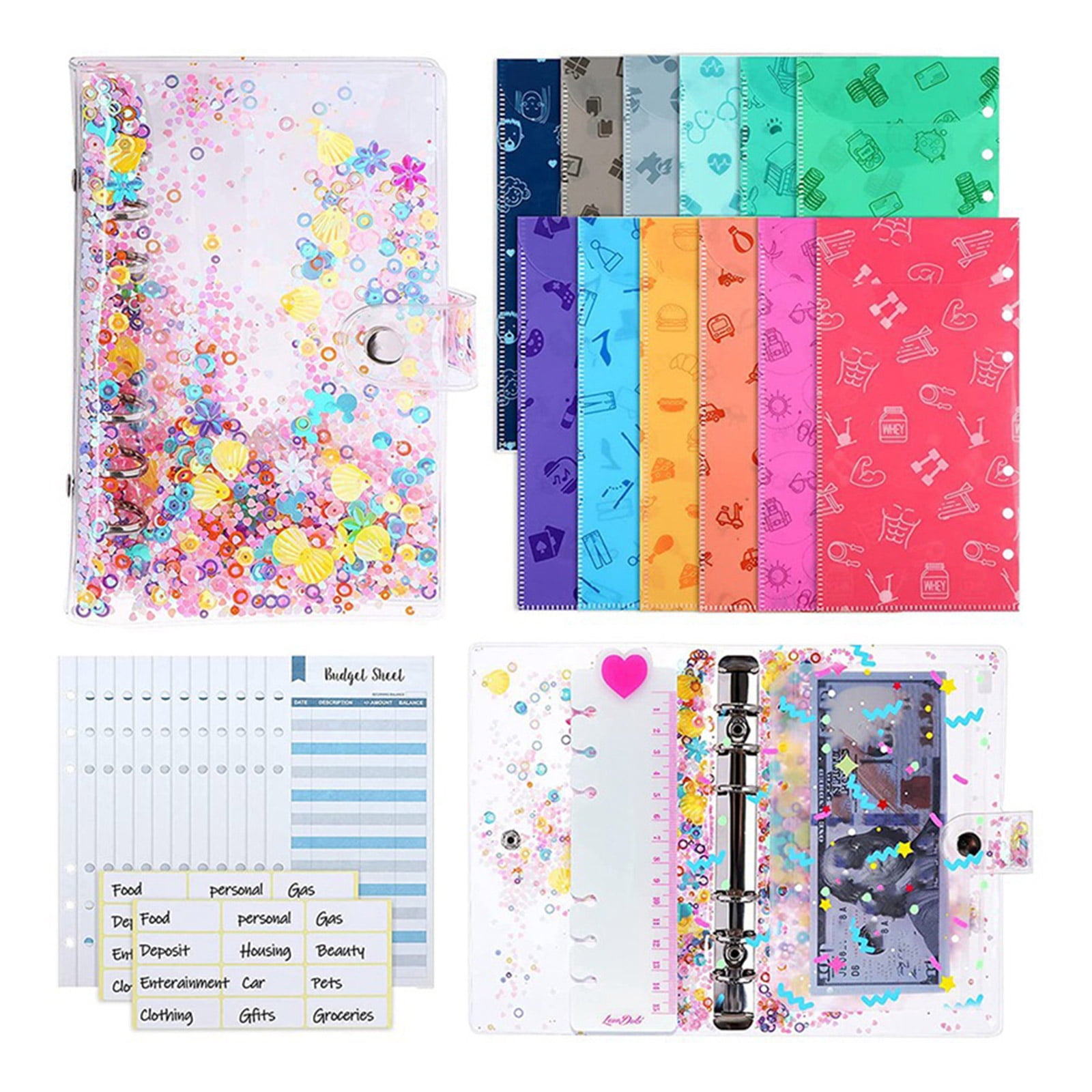 Adorable A6 Binder Budget Envelope Planner Organizer w/ Cash Envelopes Sticker