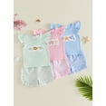 thumbnail image 3 of Cenuakty Little Girls 6M 12M 18M 24M 2T 3T 4T Outfits Adorable Marine Life Embroidery Flying Sleeve Round Neck Tops and Plaid Shorts Set, 3 of 9