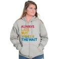 thumbnail image 4 of Worth The Wait But Always Late Ombre Unisex Fleece Graphic Zip Up Hoodie Brisco Brands 4X, 4 of 5