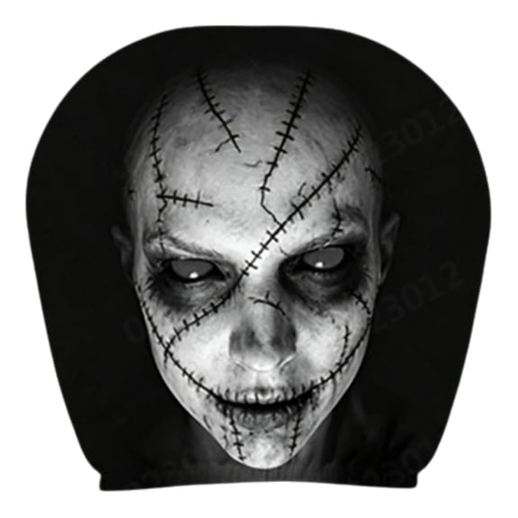 11x10.2 Inch Horror Ghost Print Car Headrest Cover, Spooky Zombie Demon Face Auto Seat Head Pillow Protector for Halloween Vehicle Interior Decor