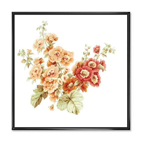 Designart 'Red and Orange Wildflowers' Traditional Framed Canvas Wall Art Print
