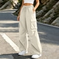 thumbnail image 7 of Aeguzox Womens Pants Elastic Waisted Outdoor Joggers Casual Loose Solid Color Cargo Pants with Multi-Pockets,Sizes S-2XL, 7 of 7