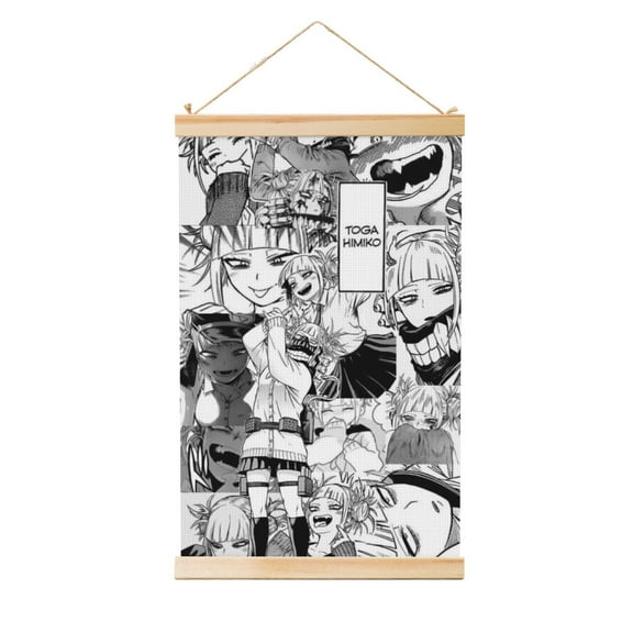 My Hero Academia Himiko Toga Wooden Shaft Hanging Poster Home Decor Poster Wall Art Painting For Living Room Bedroom 12"X18"