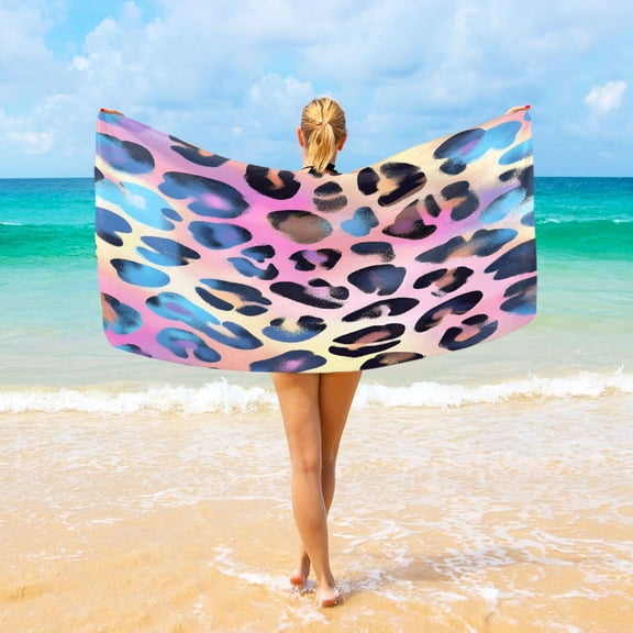 Ryvnso Leopard-a2 Print Oversized Beach Towel Microfiber Bath Blankets Swimming Fitness 37" x 74"