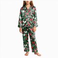 thumbnail image 3 of sdbrld Christmas Silk Pajamas for Kids Girls 2 Piece Cute Graphic Pjs Fall Winter Button Down Long Sleeve Top and Pants Holiday Home Loungewear Sizes 9-10 Years, 3 of 7