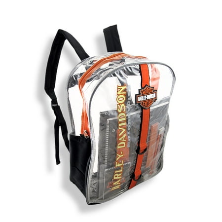Harley Davidson Clear Plastic Backpack w/ School Supplies